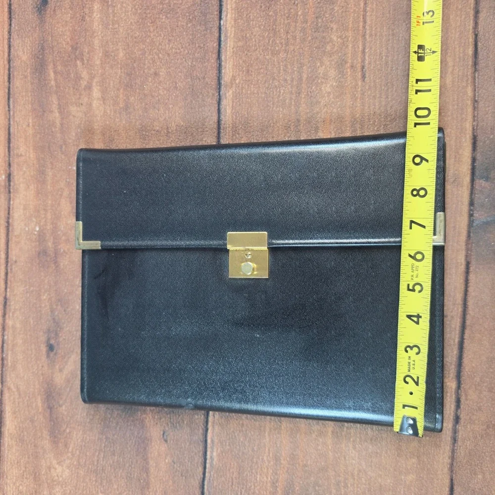 Portfolio Organizer Mens Womens OS Black Good Gold Trim Calculator